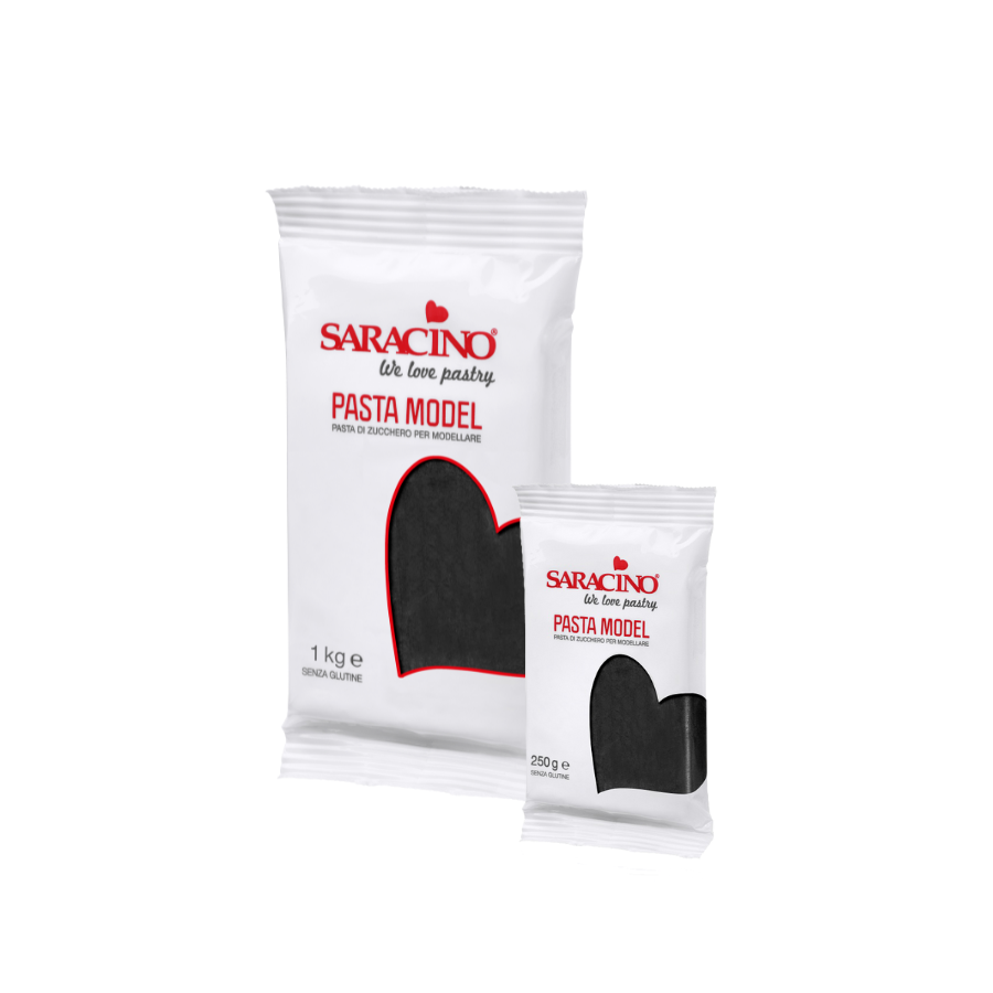 Saracino Pasta Model Black colour; 250 g and 1 kg packs shown