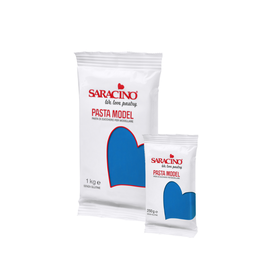 Saracino Pasta Model Blue colour; 250 g and 1 kg packs shown