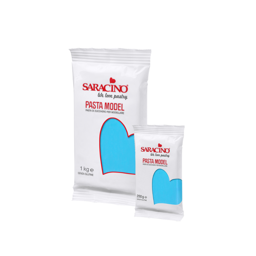 Saracino Pasta Model Light Blue colour; 250 g and 1 kg packs shown