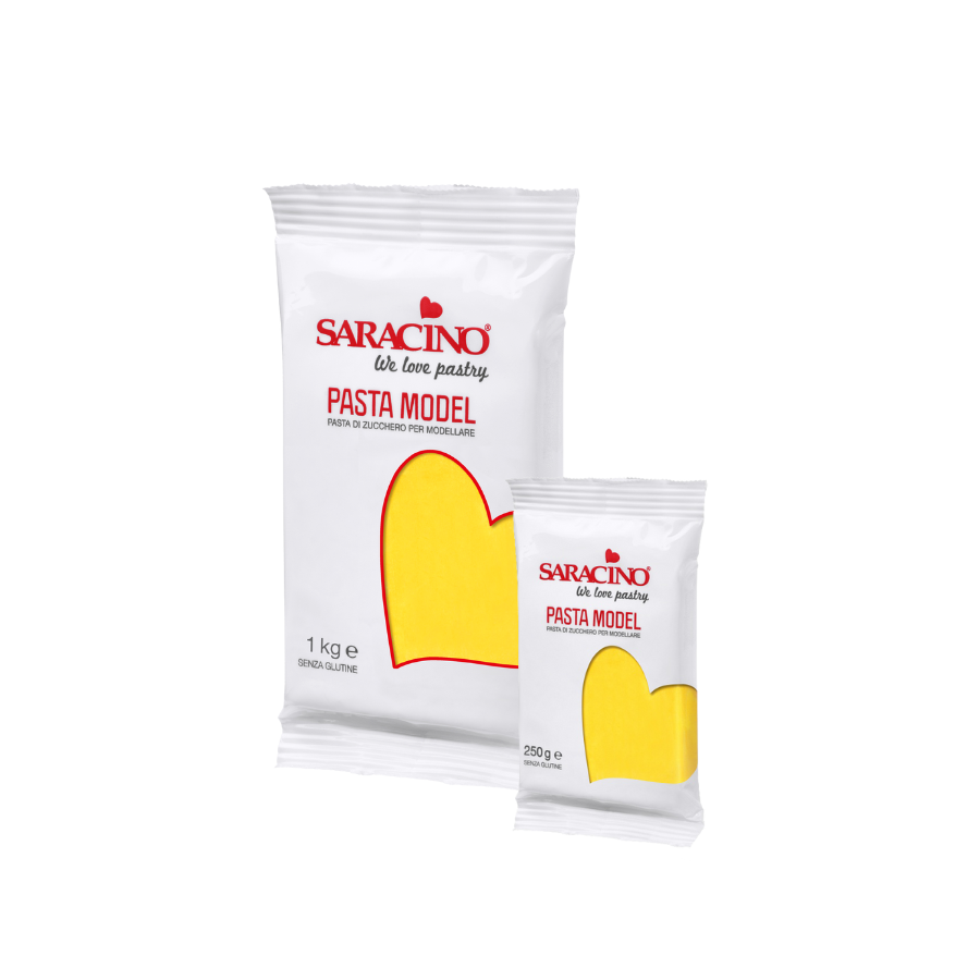 Saracino Pasta Model Yellow colour; 250 g and 1 kg packs shown